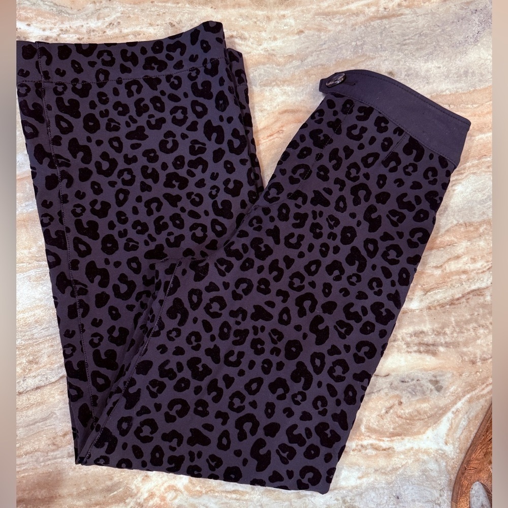 Women’s MAEVE by Anthropologie Eve Ponte Wide-Leg black leopard Pants. Size 2T - Picture 5 of 11